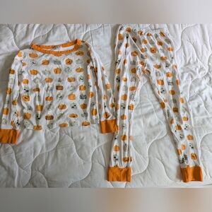 Magnolia Pumpkin Print Kids Pajama Set - Orange and White